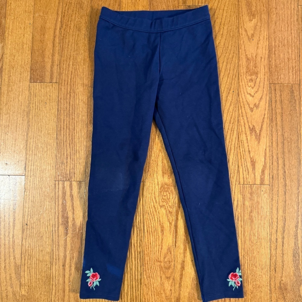 Janie and Jack Blue Leggings with Rose Girls Size 8